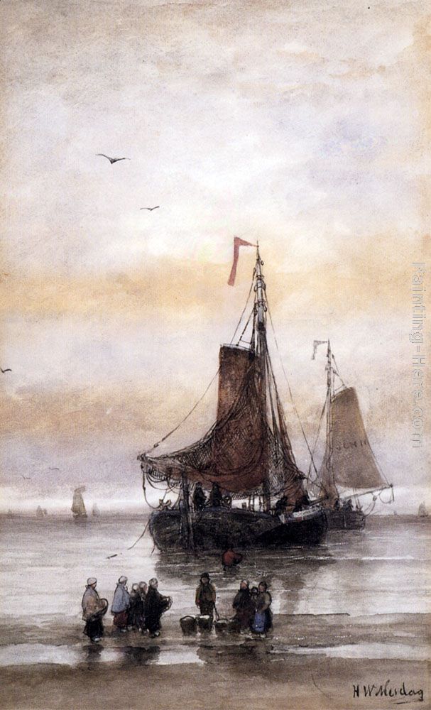 The Arrival Of The Fleet painting - Hendrik Willem Mesdag The Arrival Of The Fleet art painting
